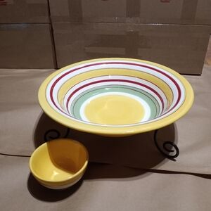At Home America Colorful Sunshine Stripes Serving Bowl Set